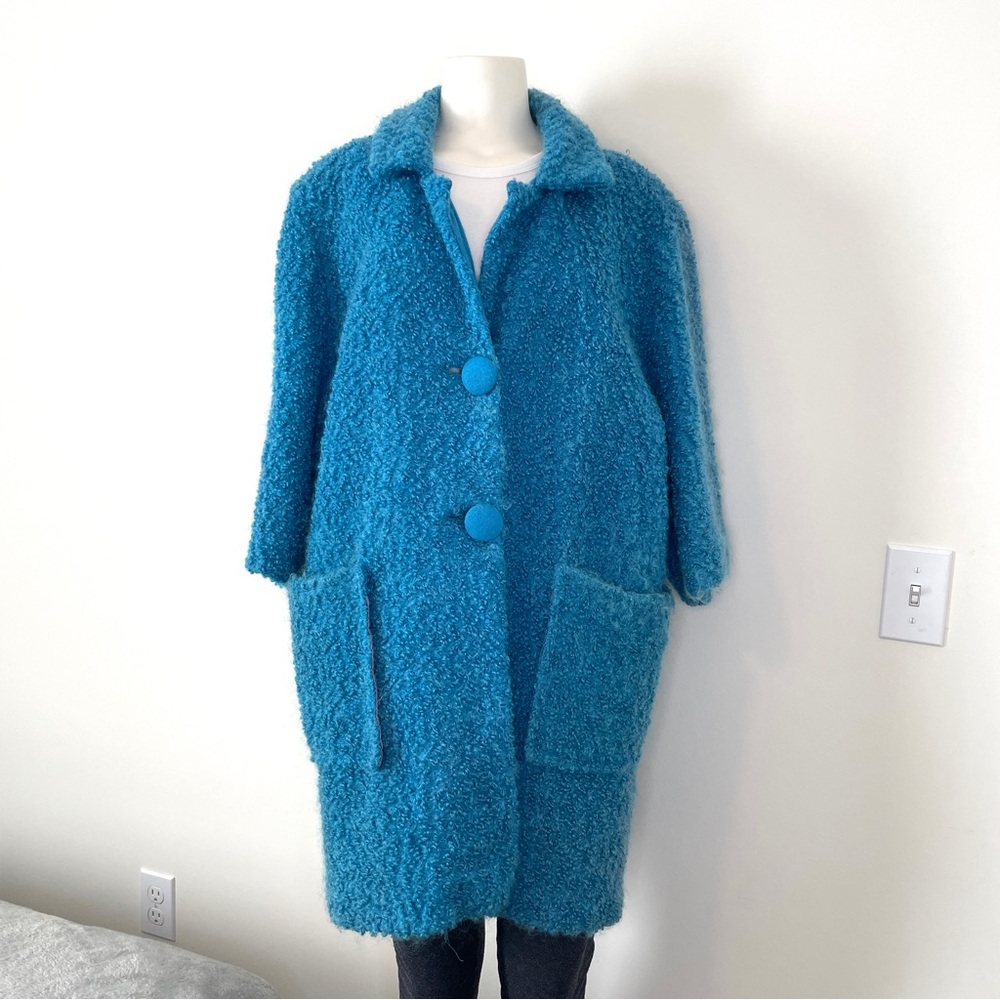 Vintage Alden teddy bear coat 1960s turquoise